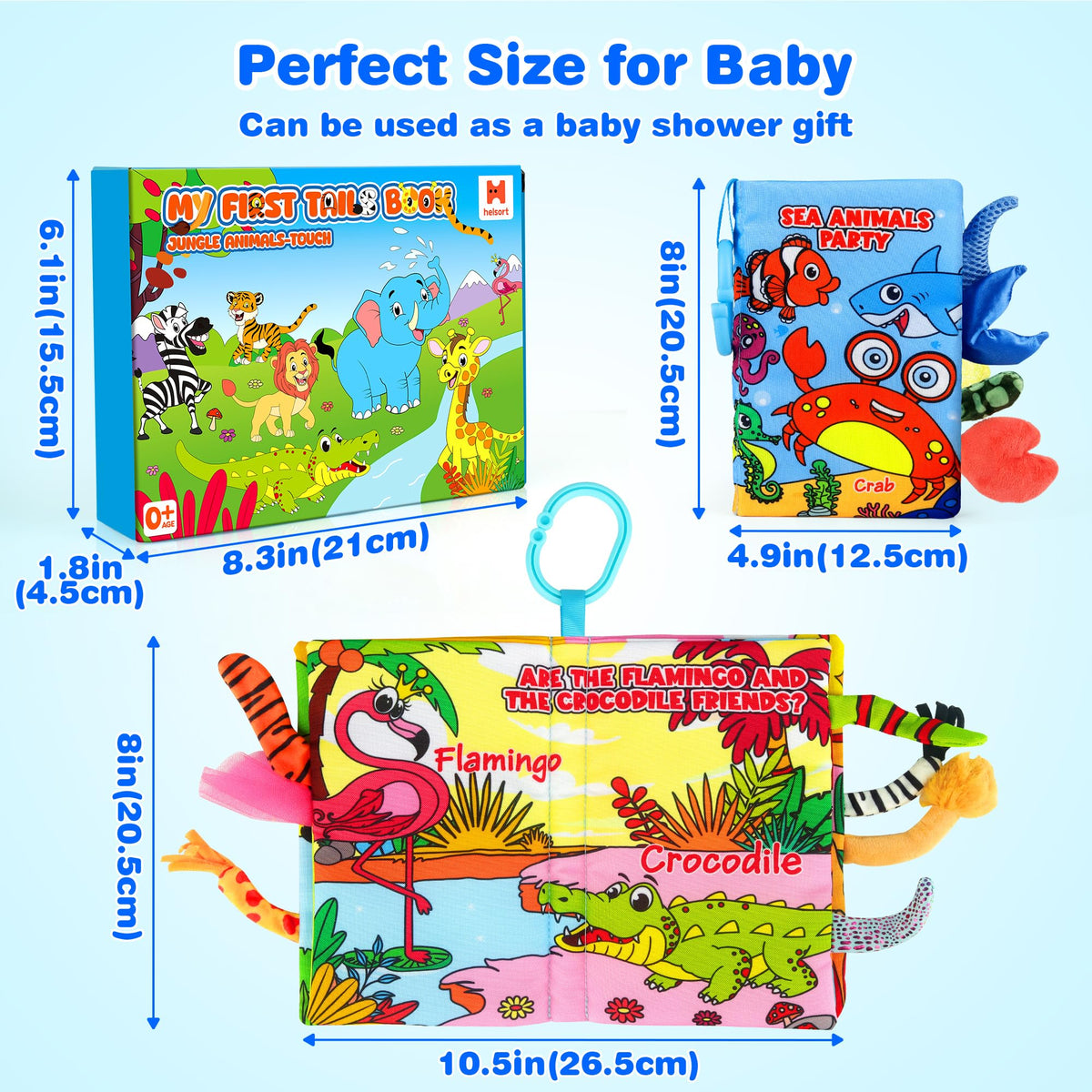 Helsort 2PCS Crinkle Cloth Books - High Contrast Sensory Toys Touch Feel Book for Tummy Time, Infant Travel Essentials Forest Ocean Themes, and Newborn Development Toys 0-18 Months