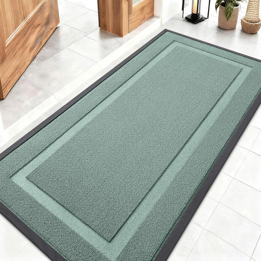 OLANLY Indoor Outdoor Front Door Mat - Waterproof All-Season Doormat, Easy Clean, 47x23, Grayish Green