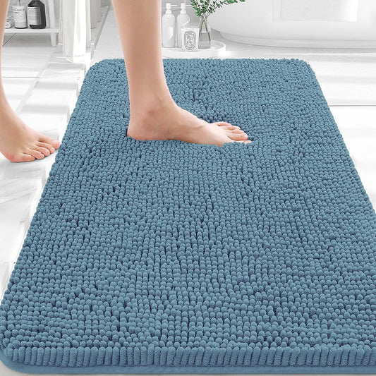 OLANLY Bathroom Rugs - Extra Soft Chenille Bath Mats | Quick-Dry, Machine Washable, 36x24, Airy Blue