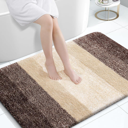 OLANLY Large Bathroom Rugs Mat - Extra Soft Microfiber, Quick Dry & Machine Washable | 47x32, Brown