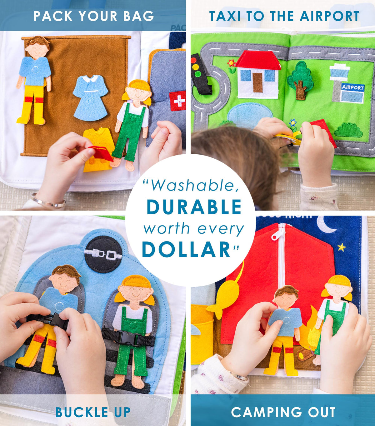 Curious Columbus Quiet Book – Away We Go Busy Book for Kids, Montessori Airplane Travel Toy for Preschool and Early Learning
