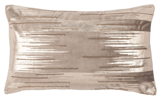Safavieh Home Collection Prasla Taupe/Gold 12 x 20-inch Metallic Beaded Rectangle Sofa Chaise Lounge Chair Living Room Bedroom Decorative Accent Pillow PLS7147A-1220