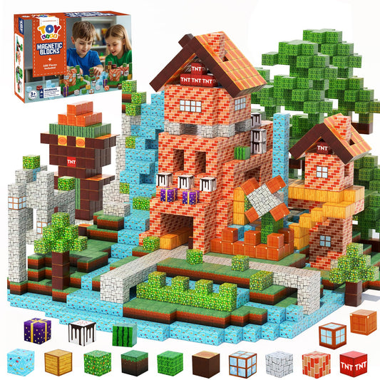 TOY Life Magnetic Blocks, Mine Magnet Block Set Build Frozen Princess Castle World for Kids Age 3+ Year Old Boys Girls, Magnetic Building Blocks for Toddler (108PCS Forest Castle)