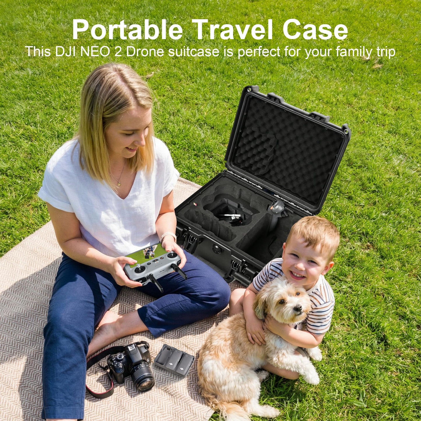 Lekufee Waterproof Hard Carrying Case for DJI Neo 2 Drone, Fly More Combo, DJI RC 2, RC N3, Goggles N3/3, RC Motion 3, and Accessories(Case Only)