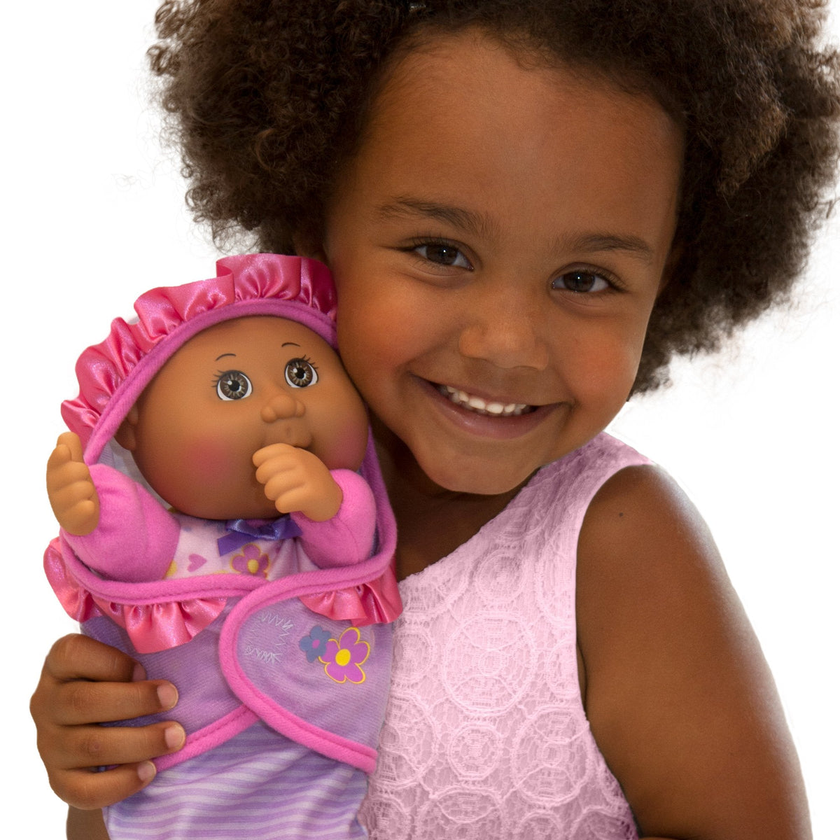Cabbage Patch Kids Official, Newborn Baby African American Girl Doll - Comes with Swaddle Blanket and Unique Adoption Birth Announcement 9 Inches