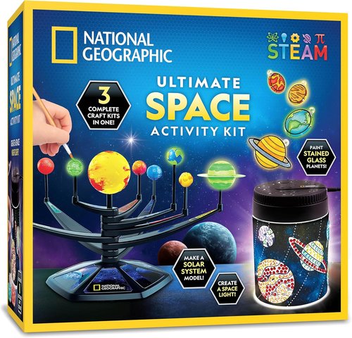 National Geographic Ultimate Space Activity Kit - Glow-in-the-Dark Solar System Model & Night Light for Kids