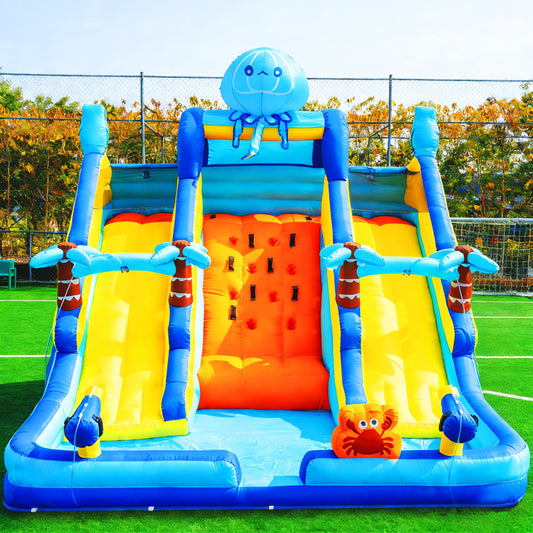 17FT Oxford Inflatable Water Slide Backyard Water Park with Slide & Splash Pool Suitable for Summer Outdoor Entertainment Pool Parties and Family Gatherings（Including -Blower）