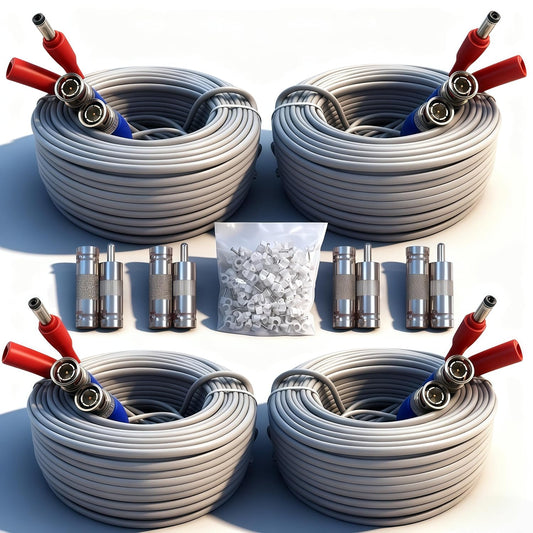 4PCS 100ft/30m 8BNC 100 Integrated BNC Video Power Cable ext. for Security Cameras, CCTV, Surveillance & DVR installs.