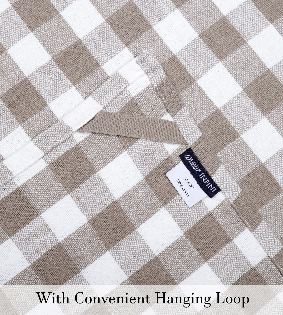AMOUR INFINI Kitchen Towels Set of 4 Buffalo Checks Beige/White Kitchen Towels 28x20 Inches 100% Cotton Highly Absorbent Kitchen Towels Premium Quality Ultra Soft Mitered Corners KitchenTowels