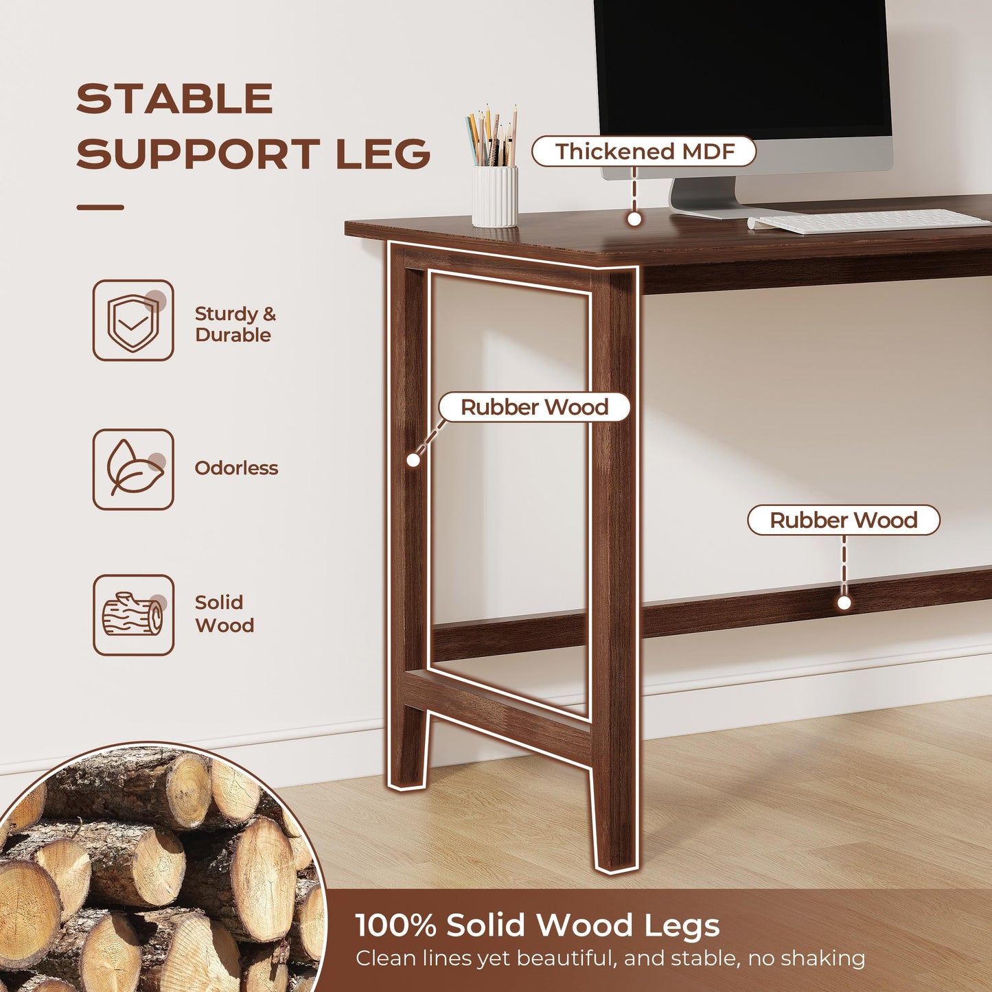IOTXY Reversible L-Shaped Office Desk - 53" Modern Corner Computer Table with Storage Shelves, Solid Wood Legs, Home Writing & Study Workstation, Walnut