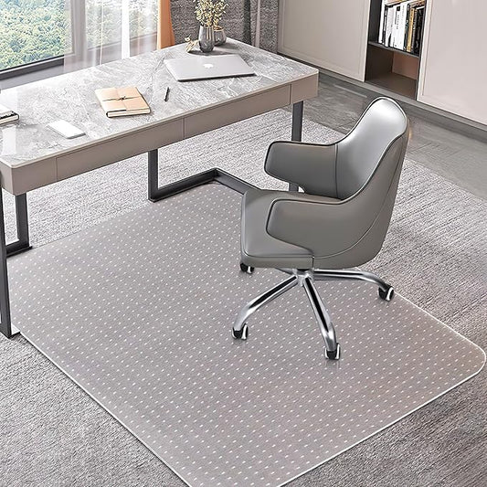 BesWin Office Chair Mat for Carpet, 48'' x 36'' Clear Floor Mat for Low and No Pile Carpeted Floors, Thick and Sturdy Carpet Protector for Work, Home, Gaming, Easy Glide and Flat Without Curling