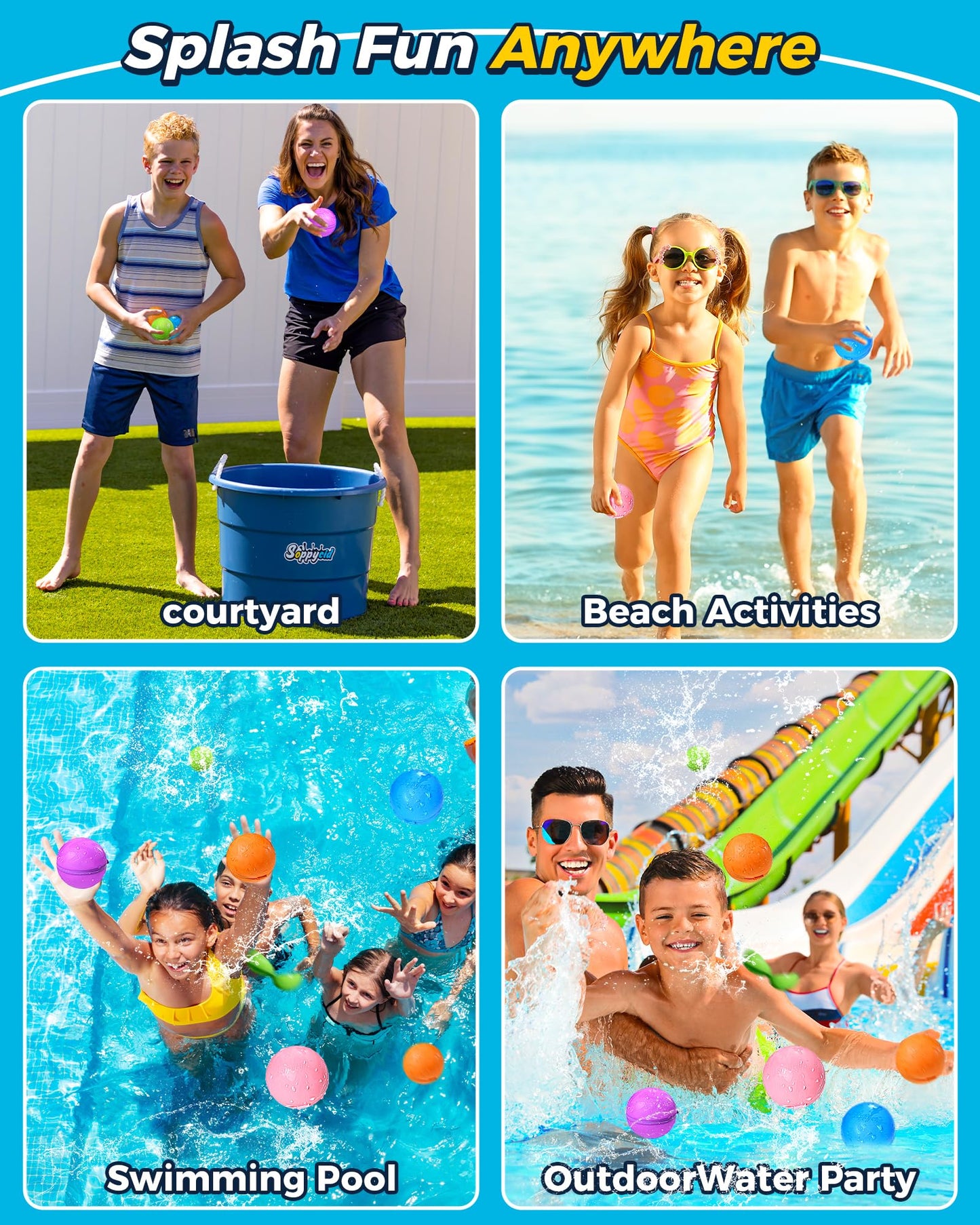 12Pcs Reusable Water Bomb balloons, Summer Toy Water Toy for Boys and Girls, Pool Beach Toys for Kids ages 3-12, Outdoor Activities Water Games Toys Self Sealing Water Splash Ball for Fun