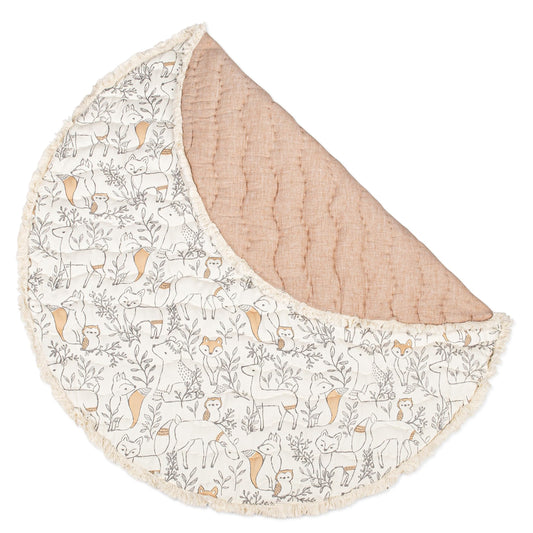 Crane Baby Play Mat, Floor Mat for Babies and Toddlers, 40" x 40", Woodland Animals