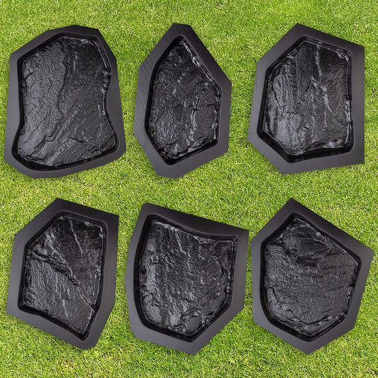 Betonex 6 pcs Flagstone Molds ABS 2mm Cement Mold - Paver Mold Reusable - Casting Pathmaker Garden Pathmate Pavement Precast Concrete Molds and Forms Walkway