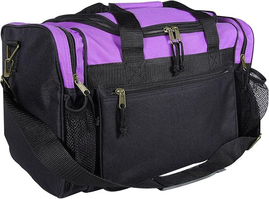 DALIX 17" Duffle Bag Dual Front Mesh Pockets (Black Gold Gray Dark Green Navy Blue Maroon Royal Blue Orange Pink Purple Red White