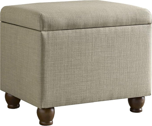 Spatial Order Home Decor | Upholstered MediumRectangular Storage Ottoman | Hinged Lid Ottoman with Storage for Living Room & Bedroom, Tan