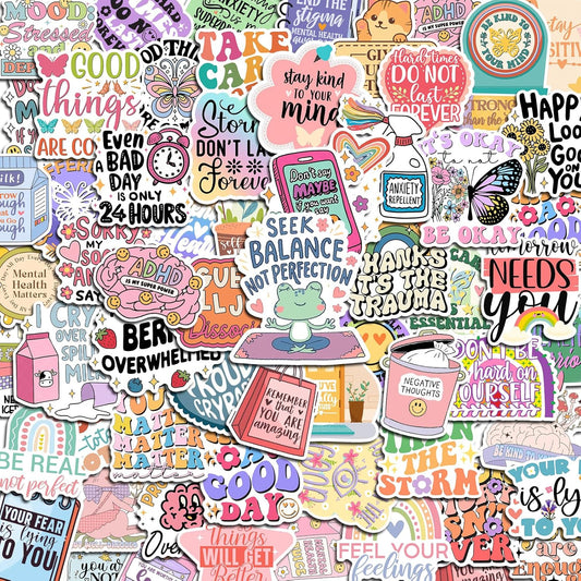 300 PCS Mental Health Stickers, Vinyl Therapy Stickers for Mental Health Journal, Positive Quote Decals for Adult