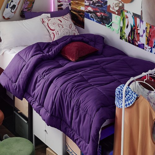 Bedsure Comforter Duvet Insert - All-Season Twin Size Quilted Down Alternative Blanket, Purple 88 x 68 Inches