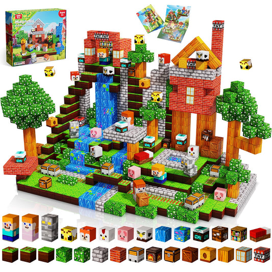 Goody King 200 PCS Magnetic Blocks - Forest Magnetic Building Blocks, Stacking Magnets for Kids, Strong Magnets, Sensory Toy for STEM Learning Toys for Kids 3+ Boys and Girls Christmas Birthday Gifts