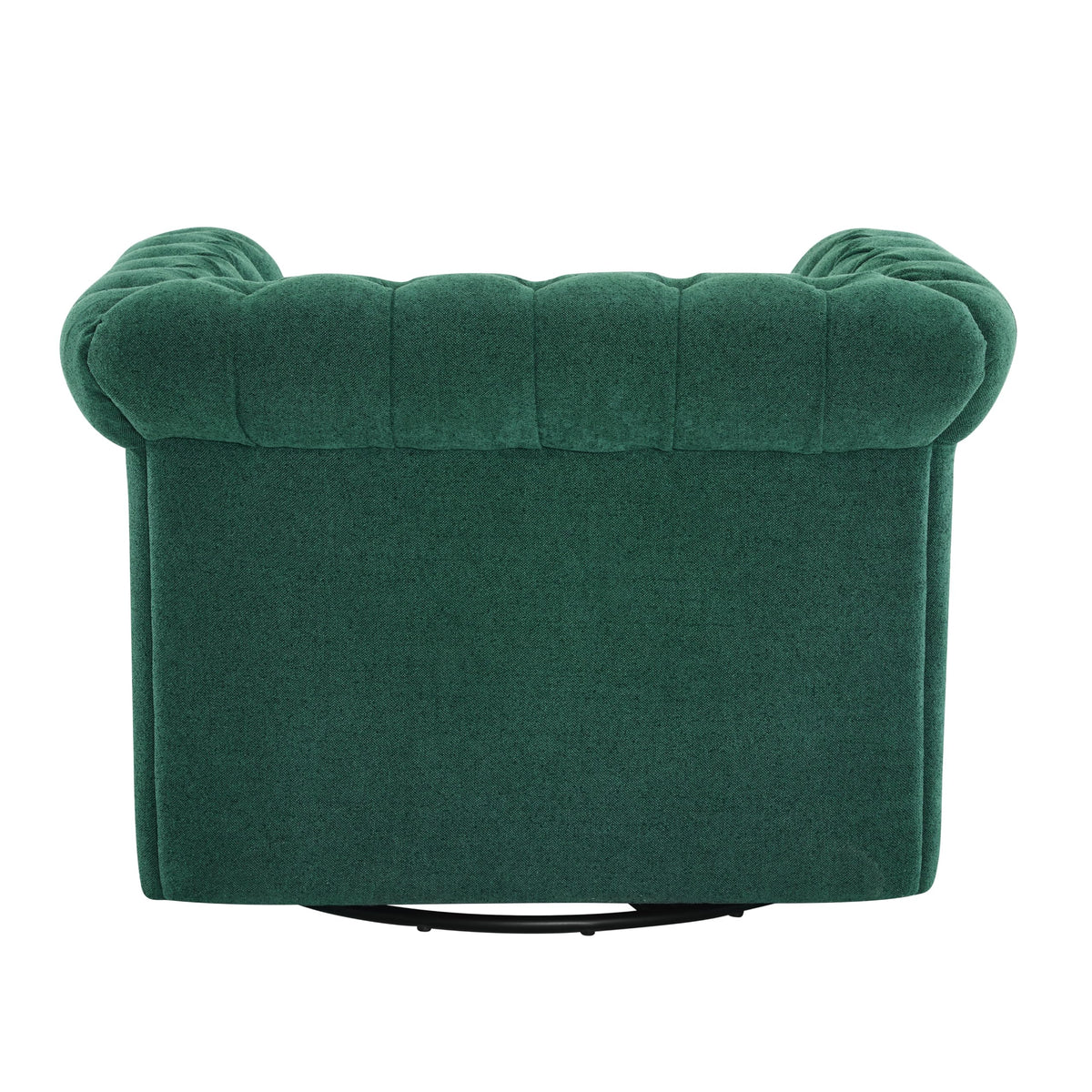 Christopher Knight Home Oakley Chesterfield Fabric Upholstered Club Chair, Button-Tufted 360° Swivel Sofa, Scrolled Arm Living Room Sofa, No Assembly Required Furniture, Dark Green