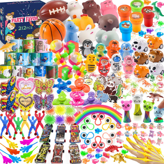 212 Pcs Party Favors for Kids, Bulk Prize Box Toys for Kids Classroom Elementary, Goodie Bags Stuffers for Ages 4-8 8-12, Easter Egg Fillers, Pinata Stuffers, Treasure Chest Small Toys, Birthday Gifts