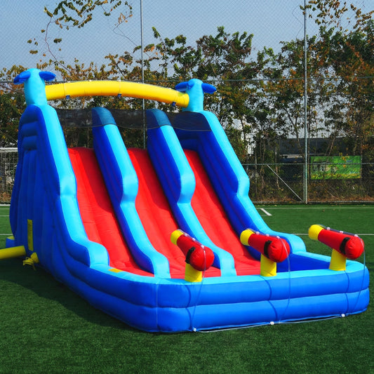 22FT Oxford Inflatable Water Slide Family Version of Water Park Equipped with a Pool Climbing Area and Slide Track Suitable for Summer Swimming Pool Parties and Family Gatherings （Include Blower）