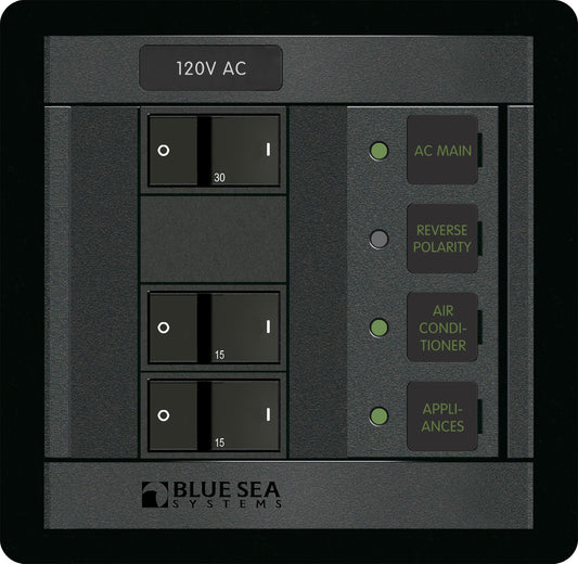 Blue Sea Systems 1214 120 Volt AC Main + 2 Positions,Black