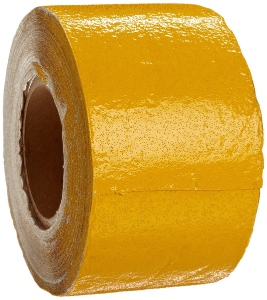 Brady 78262 150' Length x 4" Width Foil-Backed Vinyl Coated with Sand and Reflective Beads, Reflective Yellow Economy Pavement Marking Tape