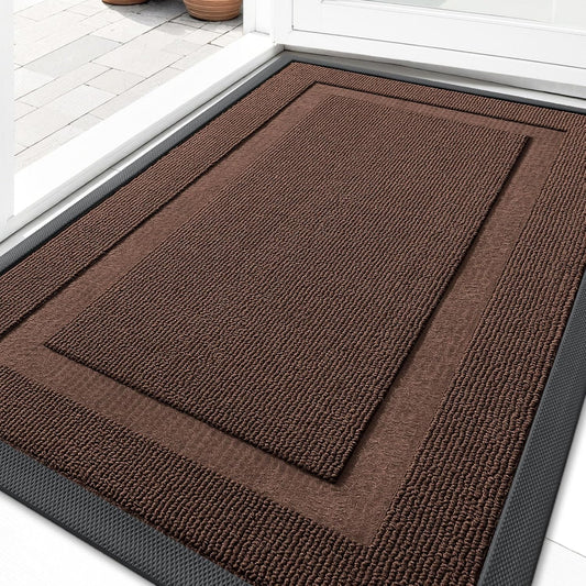 OLANLY Waterproof Front Door Mat - All-Season Indoor/Outdoor Doormat | Sturdy Natural Rubber, 33x21, Chocolate Brown