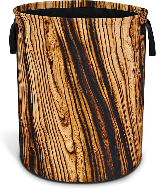 Wood Grain Laundry Basket Tree Stump Texture Foldable Oxford Cloth Funny Tote Bag Laundry Hamper Clothes Storage Bucket Organizer For Bathroom/Laundry Storage/Bedroom 18.9x16.5 Inch