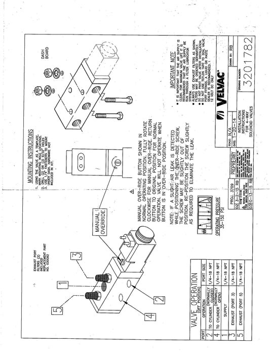 320178 -- 4-WAY ELECTRONIC SOLENOID VALVE (Direct Replacement for Velvac 320131)