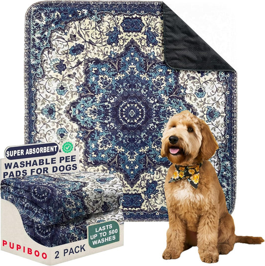 PUPIBOO Washable Pee Pads for Dogs & Cats - Super Absorbent, 100% Waterproof & Non-Slip Training Pads