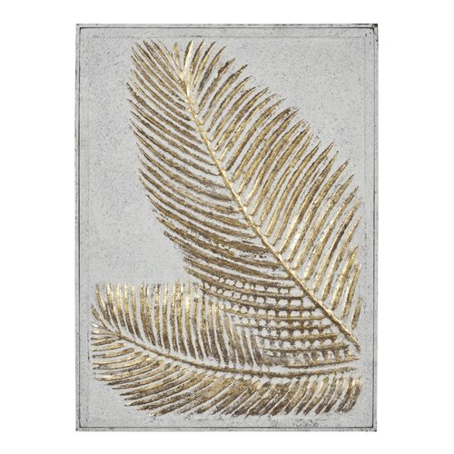 Deco 79 Metal Leaf Home Wall Decor Relief Palm Wall Sculpture with Gold Detailing, Wall Art 23" x 1" x 31", Gold