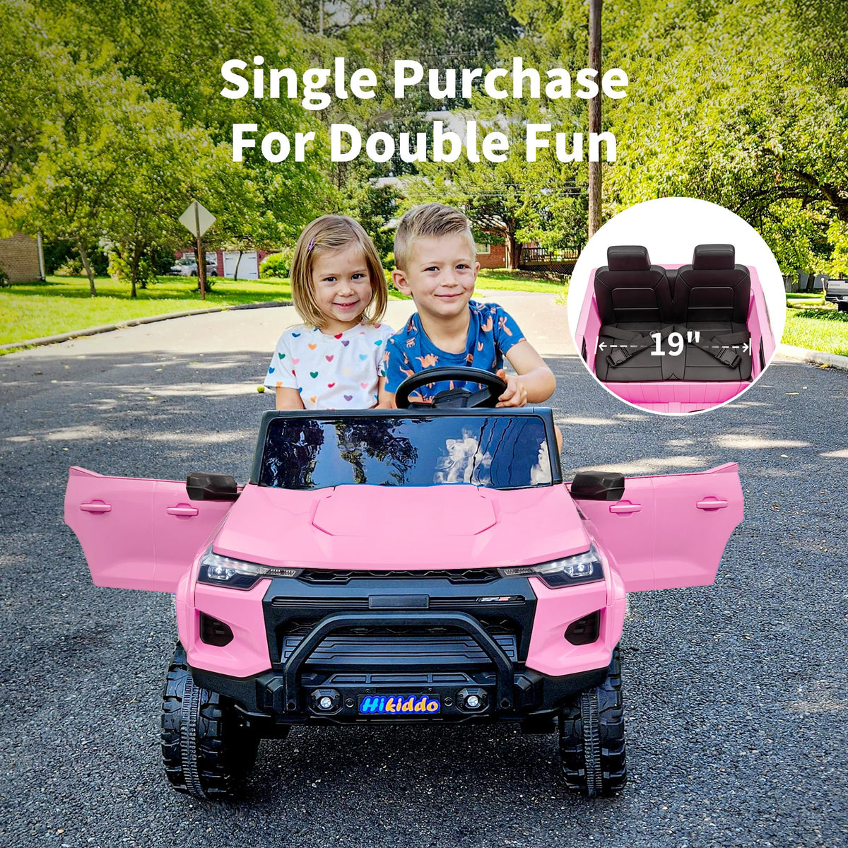 Hikiddo 24V 10Ah Ride on Toy for Big Kids, 4WD 2 Seater Electric SUV Kids Car to Drive w/Remote Control, 4x200W Motors - Pink
