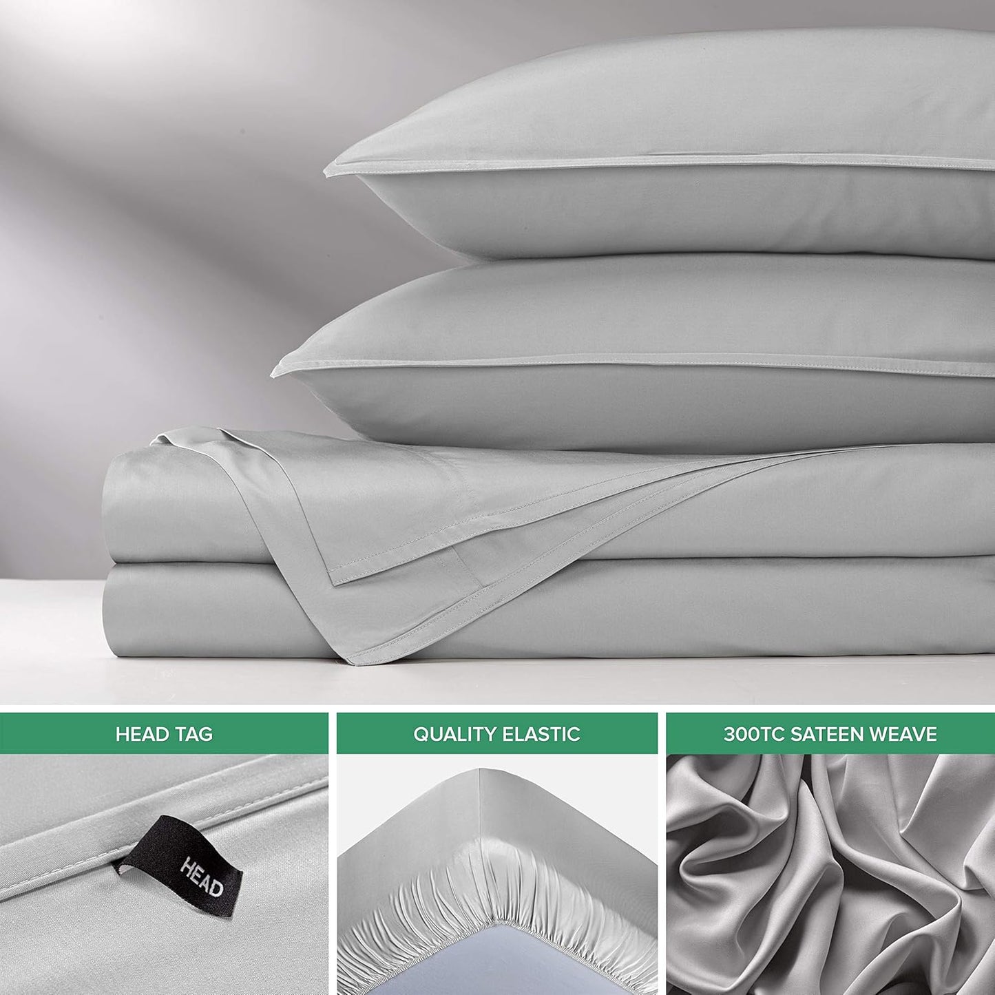 Pure Bamboo Queen Sheets - Luxuriously Soft & Cooling 100% Organic Viscose Bed Sheet Set | Silver Pearl, Double Stitching