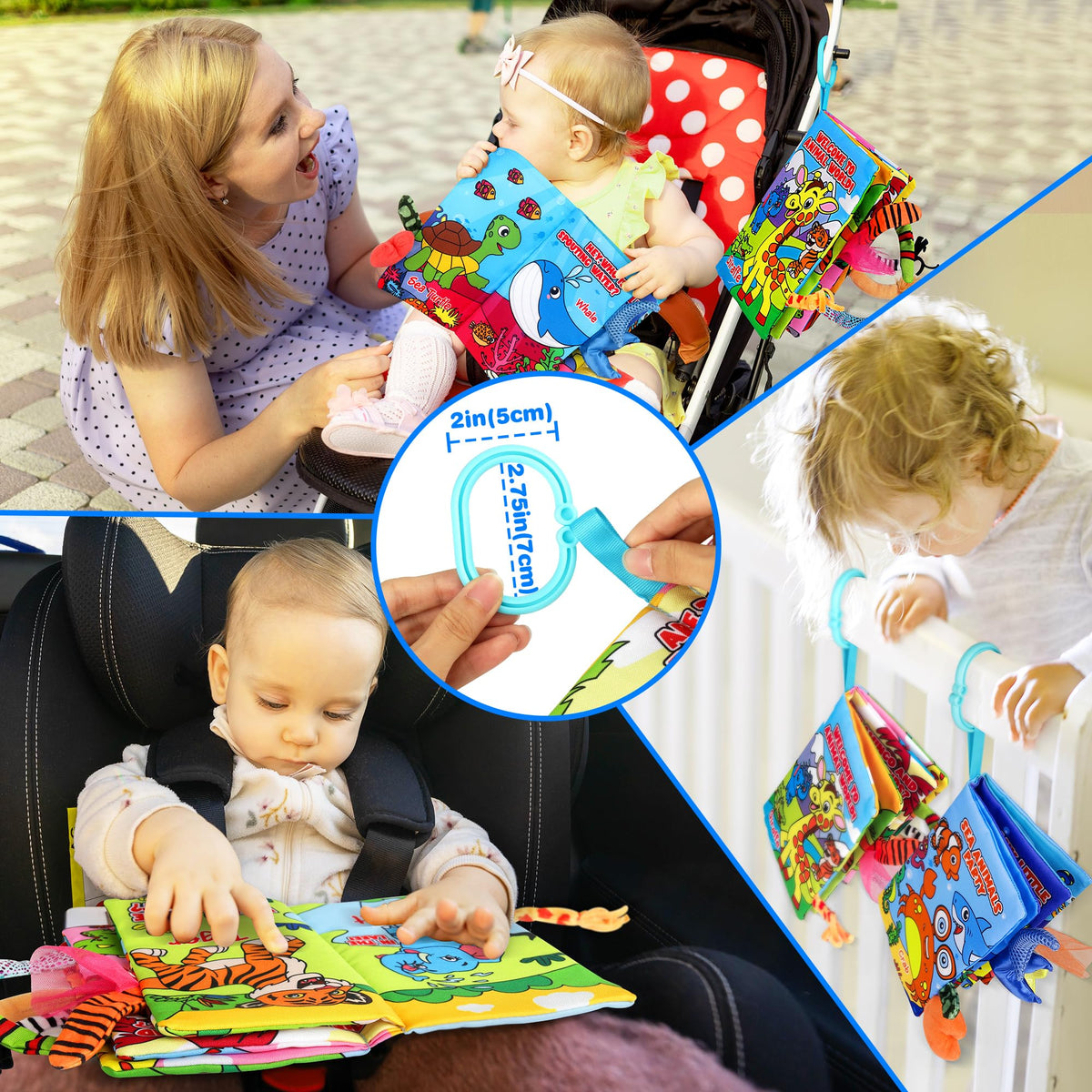 Helsort 2PCS Crinkle Cloth Books - High Contrast Sensory Toys Touch Feel Book for Tummy Time, Infant Travel Essentials Forest Ocean Themes, and Newborn Development Toys 0-18 Months