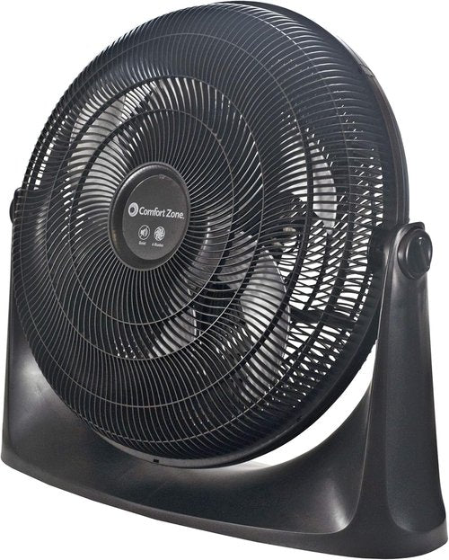Comfort Zone PowrCurve 20-Inch High-Velocity Floor Fan - 3-Speed, 180° Adjustable Tilt for Powerful Cooling in Home, Office & Gym