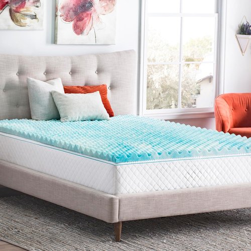 Linenspa 3 Inch Gel Memory Foam Mattress Topper - Reversible Egg Crate Design for Comfort - King Size