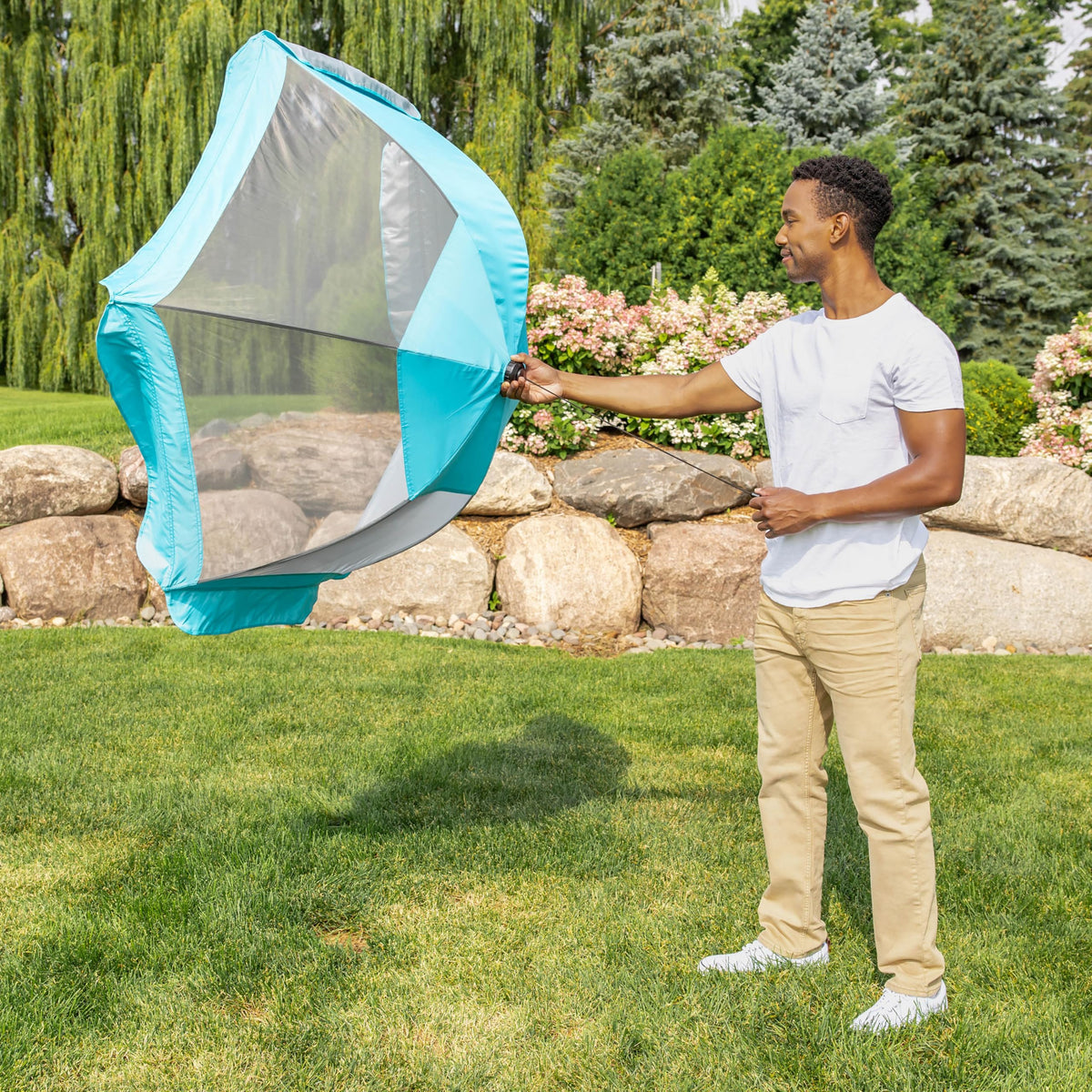 Regalo Safety My Play Deluxe Baby Playpen & Portable Play Yard with Canopy, Foldable 6-Panel Indoor Outdoor Playpen for Babies & Toddlers, Mesh Sides, Washable Nylon Bottom, 48", Aqua/Black